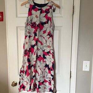 Ann Taylor Pink and White Floral Midi Dress